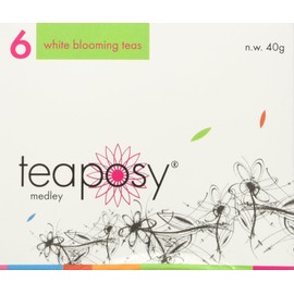 Teaposy Medley (Variety of 6 Jasmine Scented Silver Needle White Blooming Teas with Herbal Flowers)