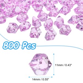 MECCANIXITY 800pcs Fake Ice Rocks Acrylic Light Purple Crystals Gems Stones Dazzling Crushed Ice Sparkling Fake Diamonds for Vase Fillers