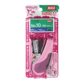 マックス ホッチキス サクリキッズ 20枚とじ 予備針100本収納 ピンク HD-10NLCK/P