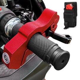 Motorcycle Locks Anti Theft: CNC Heavy Duty Handlebar Throttle Grip Brake Lever Security Motorcycle Lock Universal for Dirt Bike Moped Scooter Motorbike, ATV Alarm Accessories (Red)