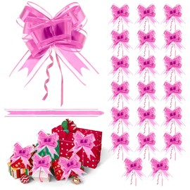 Pull Bows 20 PCS Bows for Gift Wrapping 6 Inches Organza Ribbon Bow Large GiftBows for GiftWrapping Easter Wedding Birthday Party Flower Baskets Present Christmas Graduation Decorations Pink