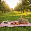 Wicker Picnic Basket with Lid and Handle Sturdy Woven Body