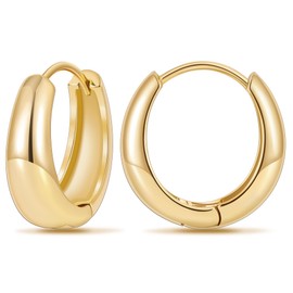 micuco Gold Hoop Earrings for Women, 18K Real Gold Plated Lightweight Chunky Gold Hoops, Hollow Thick Gold Hoop Earrings for Women Gold Plated 19mm