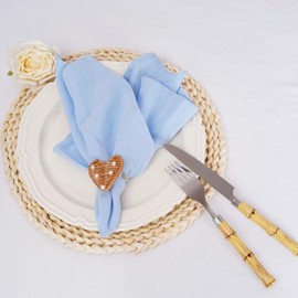 Plobeca Cloth Napkins Set of 10, 18x18 Inches Home Dinner Napkins 100% Cotton Napkins Washable Fabric Napkins Ideal for Family Dinner Party Wedding (Sky Blue)