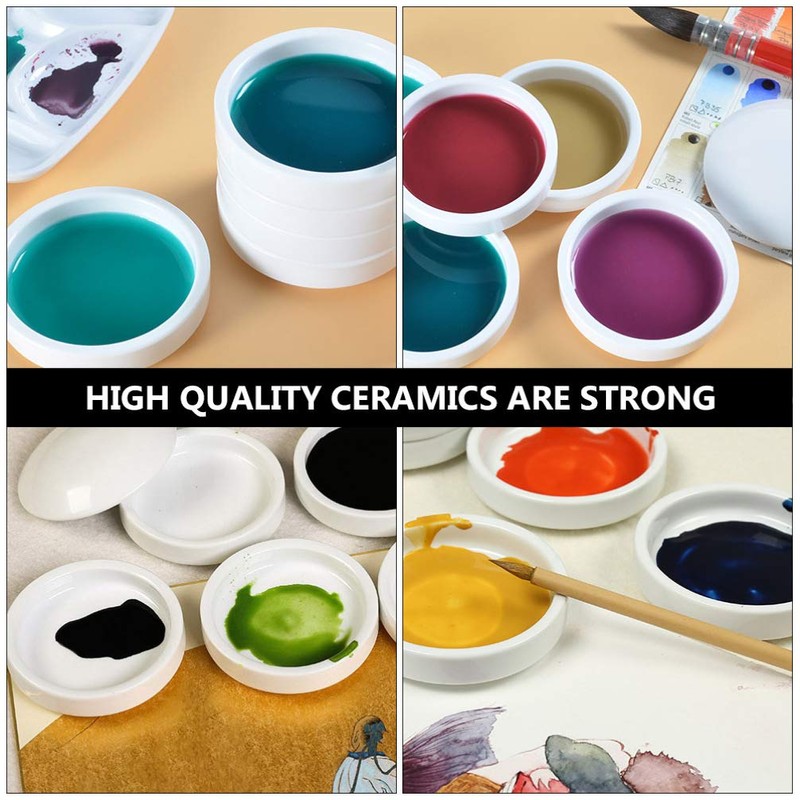 NUOBESTY Ceramic Ink Dish Stackable Paint Mixing Trays Round Ceramic