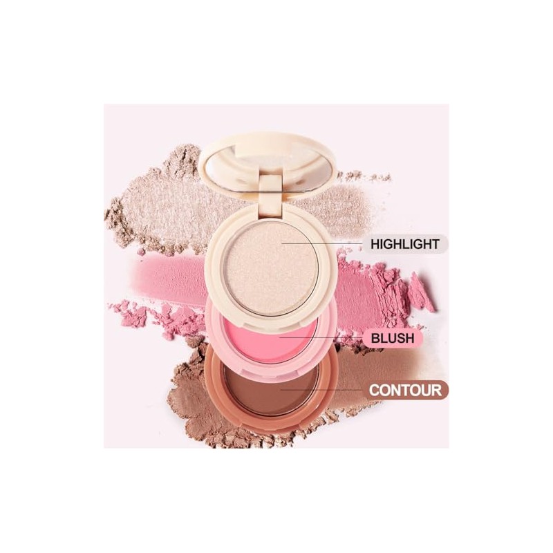 3-In-1 Makeup Palette, Powder Highlighters Makeup, Face Highlighter Palette, Highlighter