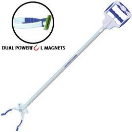 Grabber Buddy Reacher Pick Up Tool Rubber Tips Ergonomic Handle with Dual Heavy Duty Magnets (60 Inch)
