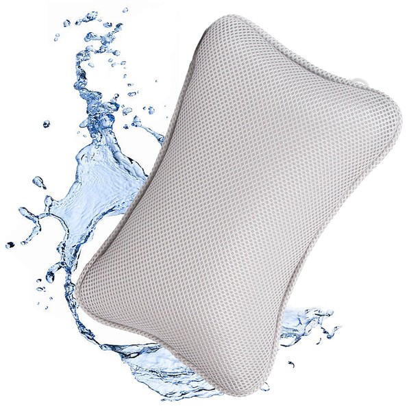 YOUNLEN Bath Pillow, Bath Pillow for Bathtub, Quick-Drying & Large Suction Cups for a Firm Hold, Ergonomic Spa Bath Pillow, Bath Pillow (Grey)