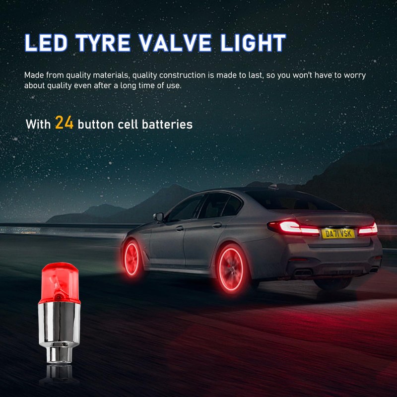 Dickno 8PCS LED Tire Valve Stem Cap Lights, Neon Spoke