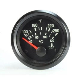 Water Temperature Gauge, 2-3/16 inch Diameter, 250°F, 12V Illuminated, Compatible with VDO
