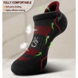 KEMISANT Trainer Socks 6 Pairs Men's Running Socks Ankle Socks Short Socks Arch Support Breathable Anti Sweat, 6pairs-black3771