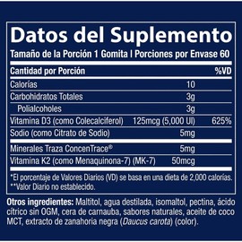 TRACE MINERALS D3+K2 GOMITAS - 60 GOMITAS SABOR FRESA