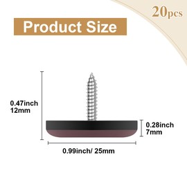 Furniture Slider Pads, 20pcs Teflon Moving Furniture Glides with Screws Reusable Feet Protector for Carpet, Tiled and Hardwood Floors (Brown)