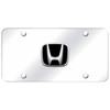 Honda Black Infill 3D Logo Chrome Steel License Plate