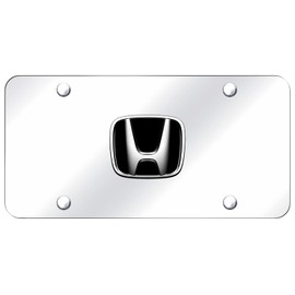 Honda Black Infill 3D Logo Chrome Steel License Plate