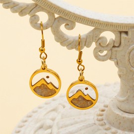 Vivaday Gold-Plated White Mountain Pattern Mustard Seed Earring | Beach-Themed Pendant Jewelry | Religious Symbol Scripture Earrings | Matthew 17:20 Christian Inspirational Gifts YA4997