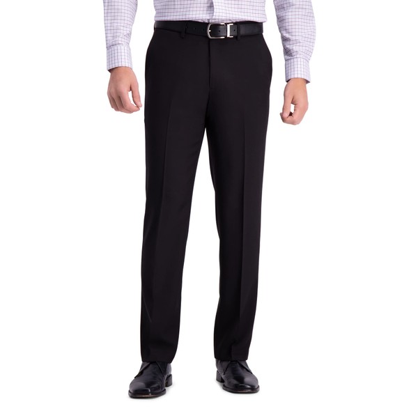 Haggar Men's Premium Comfort Dress Pant-Straight Fit Flat Front Reg. and Big & Tall, Black, 42W x 30L