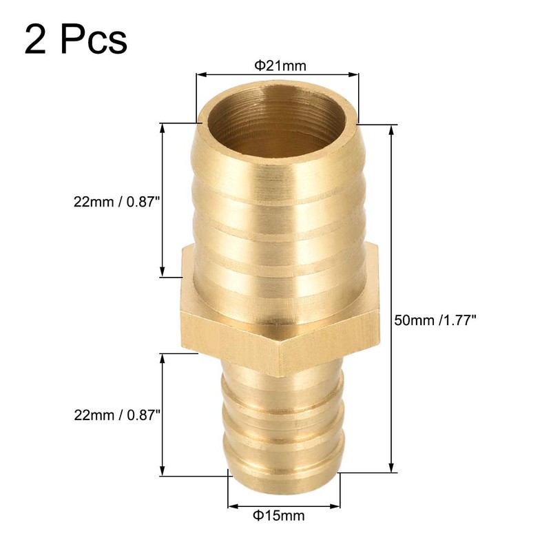 sourcing map Brass Reducer Barb Hose Connector Adapter 21 mm