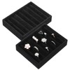 Xyembu 2 PCS Black Velvet Stackable Ring Organizer Tray, Earrings