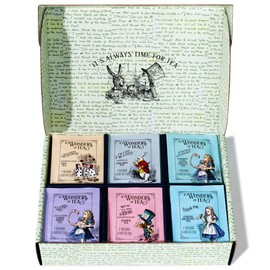 Alice’s Adventures in Wonderland, Wonder of Tea Gift Set, Tea Sampler includes 6 Flavours of Tea with Book Quotes and Illustrations, Set of 90