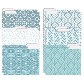 Better Office Products Decorative File Folders, 12 Pack, 6 Unique Designs, Heavyweight, Letter Size (9.5 x 11.5) with 1/3 Cut Tab, Soft Hue Floral Designs, Fashion Folders