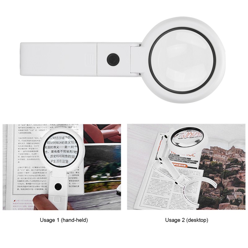 Desktop Handheld LED Magnifier 7X USB Battery Powered Reading Magnifying