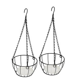 Gatuida 2Sets Metal Hanging Planter Basket Durable Flower Pot Holder with Chain Ceiling Hook Space Saving Design for Garden Balcony Patio Decor