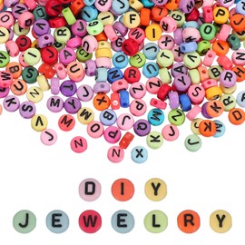 PATIKIL 1000 Pcs Letter Beads, 4x7mm Acrylic Alphabet Beads Friendship Bracelet DIY Kit for Bracelets Jewelry Making Supplies, Deep Rainbow