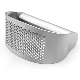 Stainless Steel Garlic Press Garlic Crusher Curved Shaped Presser and Rocker Easy to Clean & Dishwasher Safe