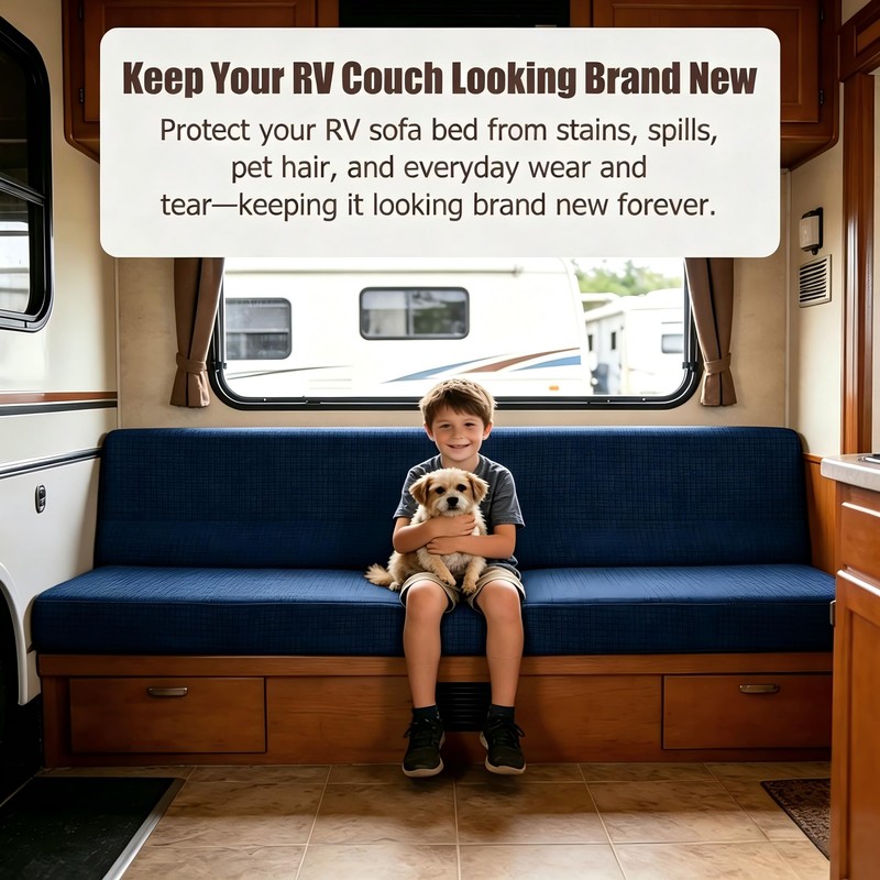 2 Piece RV Couch Covers for Sofa Bed, Stretch Elastic