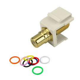 Construct Pro F-Connector to RCA Keystone Jack w/ 8 Color Bands (Lt Almond)