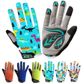 LOVMEAD Cycling Gloves Kids for Boys Girls Age 4-12, MTB Gloves Pair Outdoor Sports Road Bike Bicycle Bike Gloves Spring Summer (S, Cyan)