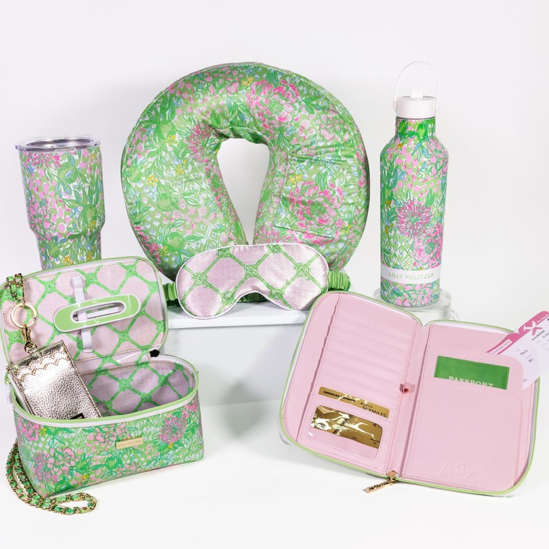 Lilly Pulitzer Airplane Travel Essentials with Travel Neck Pillow and