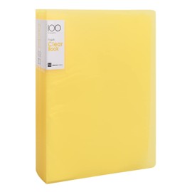 Wisebom A4 with Transparent Pockets, 100 Pockets, A4 Presentation Folder, Display Folder with Transparent Sleeves, A4 Presentation Book for Reports, Music Sheets, Brochures (Yellow)