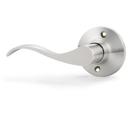 GOBEKOR 1 Pack Dummy Door Lever Interior Dummy Door Handle Satin Nickel Left-Handed Lever Non-Turning Lock Wave Dummy Handle for French Door Closet Door Pull