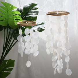 ZOYIEP Wind Chime Capiz Shells Mother of Pearl Shells in White for Home Hanging Ornaments Nursery Decoration (Large)