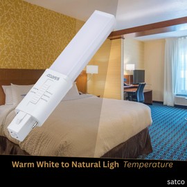 Satco LED PL Lamp 4.5W G23 Base 5W/7W/9W CFL Equivalent 5CCT Selectable 2700K–5000K Ballast Bypass Non-Dimmable 120-277V Frost Finish – Part S18405 (10 Pack)