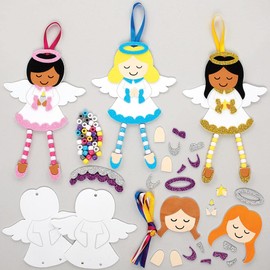 Baker Ross FX278 Angel Dangly Leg Kits - Pack of 5, Craft Decorations for Kids Christmas Party, Arts and Crafts for Kids