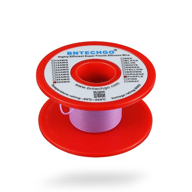 BNTECHGO 30 Gauge Silicone Wire Spool 250 ft Purple Flexible