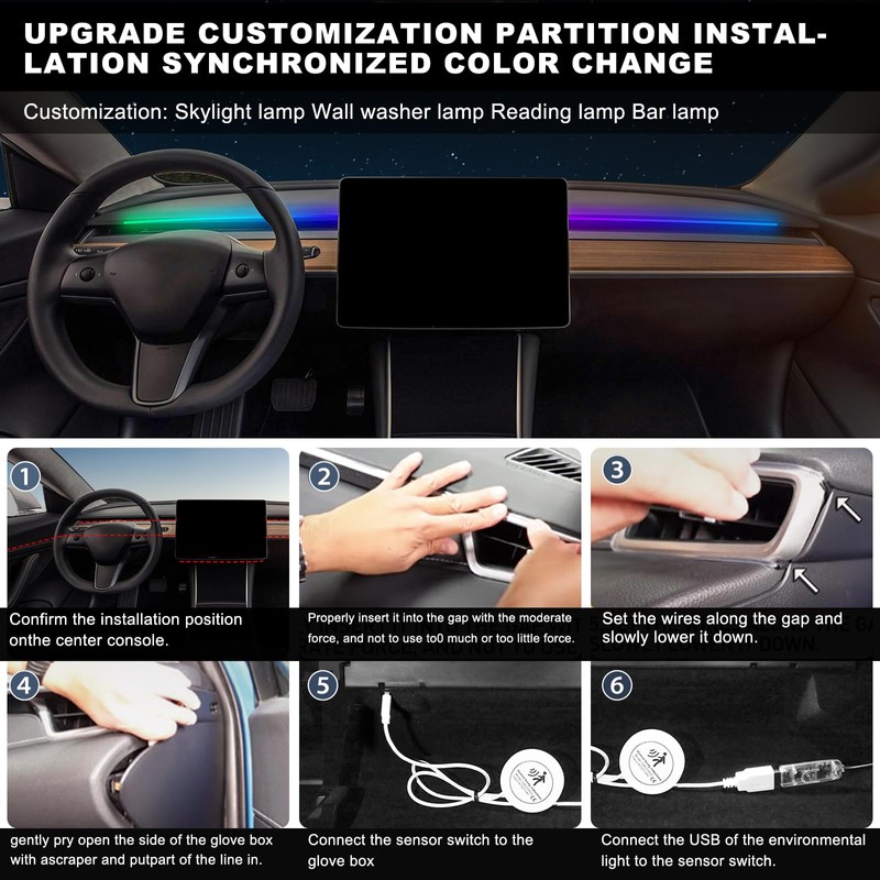Acrylic Interior Car LED Strip Light 43-inch, which fit for