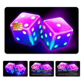 Peacoblue Bank Card Sticker Colorful Dices Credit Debit Card Custom Skin Cover Protector, 4 Styles Waterproof Scratch-Proof and Aesthetic Decal for Most Popular EBT Transportation Key Card