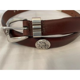 Enmon Brown Leather Belt With University of Kansas  Conchos 28, 30, 32, 44, 46