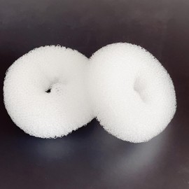 SQULIGT Pack of 2 Medium Hair Bun Maker, Hair Donut Set for Kids Girls Women, Hair Donut Bun Maker Tool for Short and Thin Hair Crown Shapers Accessories (Size M/ 3 Inch, White)