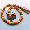 jojofuny Thanksgiving Wood Bead Garland with Tassel Rustic Decorative Beads
