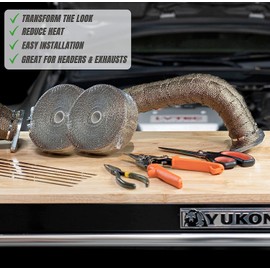 SunplusTrade 2" x 50' Titanium Exhaust Wrap for Motorcycle Cars Header with Stainless Steel Zip Ties (2 Pack)