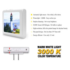 Plug in Dimmable LED Night Light with Dusk to Dawn Auto Sensor, Adjustable Brightness, Warm Light, Auto On-Off Nightlight for Bathroom, Hallway, Nursery, Bedrooms - Lighthouse