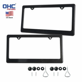 Heavy Duty ABS Thickened Hydro-Dip Carbon Fiber Black License Plate Frame for US Universal Cars W/ Mounting ToolsColor: Hydro-Dip Carbon Fiber (2PCS), Size: 12.40" Lx6.33" W (inch)