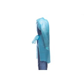 10-100 Pcs Fluid-Impervious Nonwoven SMS Over-the-Head Unisize Blue Disposable Gown With Thumb Hooks Waterproof No Pocket (10)