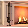 Fire Beauty Fireplace Tools Set 4 Pieces Black Wrought Iron