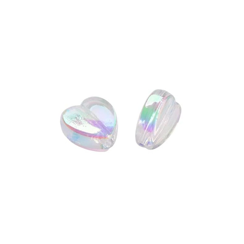 Pack of 100 Acrylic AB 8mm Clear Heart Beads